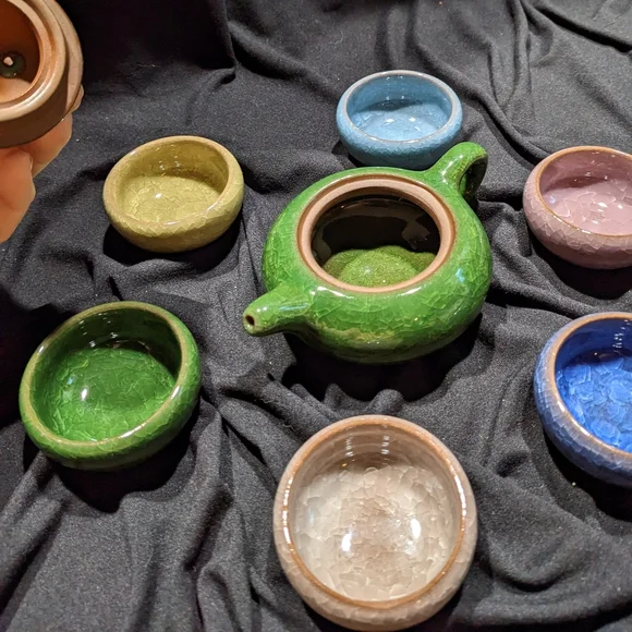 Vintage Ice Cracked Glaze Ceramic Kung Fu Tea Set - Picture 3 of 10